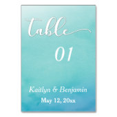 Blauw en Blauwgroen Waterverf-weddenschapsnummer Kaart (Achterkant)