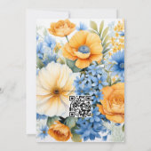 Blauw en Bleek Sinaasappel Bloemenlente Bruiloft Kaart (Achterkant)