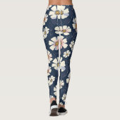 Blauw en bloemenontwerp leggings (Achterkant)