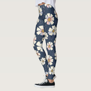 Blauw en bloemenontwerp leggings