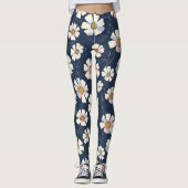 Blauw en bloemenontwerp leggings (Voorkant)