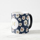 Blauw en bloemenontwerp magische mok (Voorkant rechts)