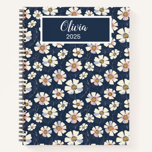 Blauw en bloemenpatroon notitieboek (Voorkant)