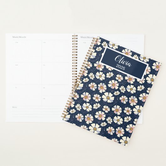 Blauw en bloemenpatroon planner (Display)