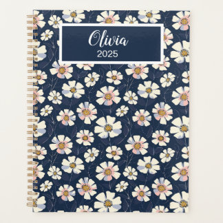 Blauw en bloemenpatroon planner