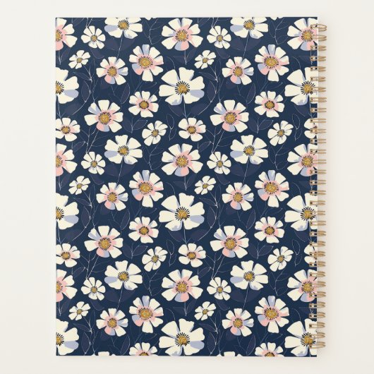 Blauw en bloemenpatroon planner (Achterkant)