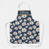Blauw en bloemenpatroon schort (Voorkant)