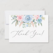 Blauw en blos bedankkaart RSVP kaartje (Voorkant)