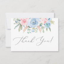 Blauw en blos bedankkaart