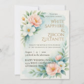 Blauw en blos Bloemen bruiloft uitnodiging (Voorkant)