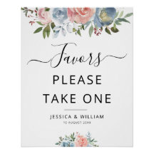 blauw en blozend bloemen Favorieten teken