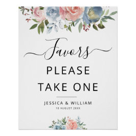 blauw en blozend bloemen Favorieten teken Perfect Poster