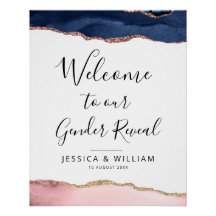 Blauw en Blush Agaat baby Geslacht onthullen teken