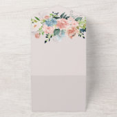Blauw en Blush Bloemen Bruiloft All In One Uitnodiging (Buitenkant)