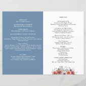 Blauw en Blush Bloemen Quinceanera-programma (Achterkant)