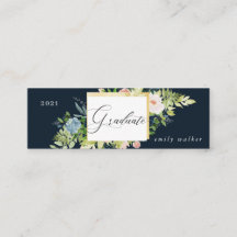 Blauw en Blush Blozend afstuderen naamkaart