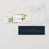 Blauw en Blush Blozend afstuderen naamkaart Mini Visitekaartje (Voorkant / Achterkant)