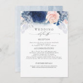 Blauw en Blush Gekleurde Bloemen Bruiloft Informat Informatiekaartje (Voorkant / Achterkant)