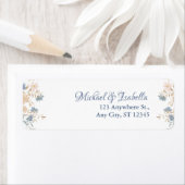 Blauw en Blush Roos Waterverf met groen Etiket (Insitu)