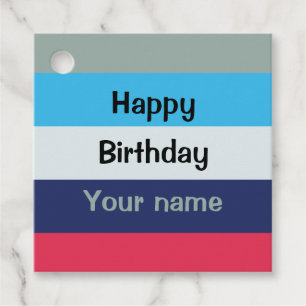 Blauw en bogundy Happy Birthday Bedankjes Labels