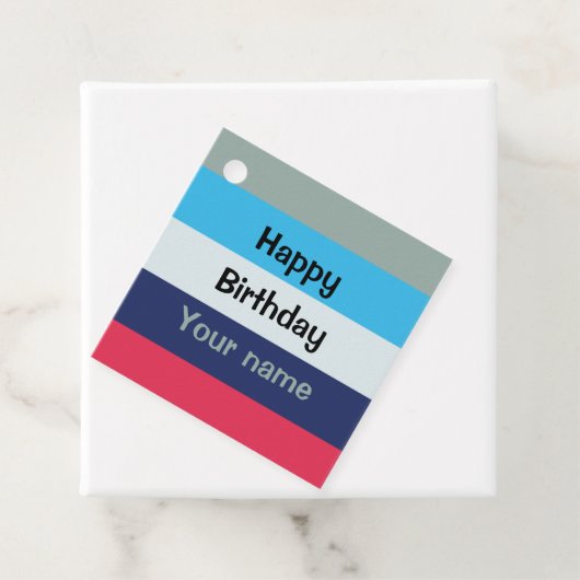 Blauw en bogundy Happy Birthday Bedankjes Labels (In situ)