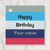 Blauw en bogundy Happy Birthday Bedankjes Labels (Voorkant)