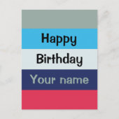 Blauw en bogundy Happy Birthday Briefkaart (Voorkant)