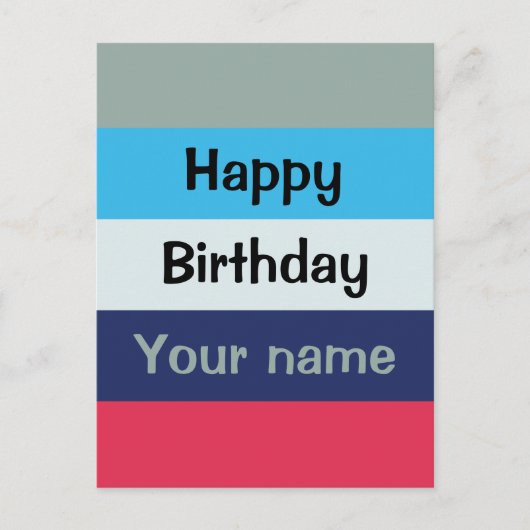 Blauw en bogundy Happy Birthday Briefkaart (Voorkant)