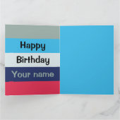 Blauw en bogundy Happy Birthday Kaart (Binnen)