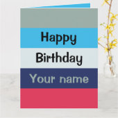 Blauw en bogundy Happy Birthday Kaart (Gele Bloem)