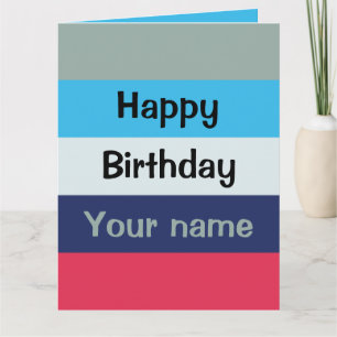 Blauw en bogundy Happy Birthday Kaart