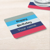 Blauw en bogundy Happy Birthday Kartonnen Onderzetters (Schuin)