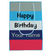 Blauw en bogundy Happy Birthday Medium Cadeauzakje (Achterkant)