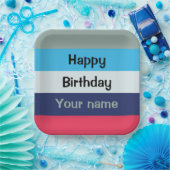 Blauw en bogundy Happy Birthday Papieren Bordje (Feest)