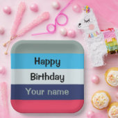 Blauw en bogundy Happy Birthday Papieren Bordje (Feest)