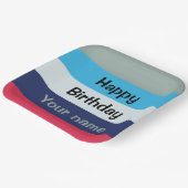 Blauw en bogundy Happy Birthday Papieren Bordje (Gebogen)