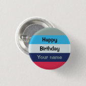 Blauw en bogundy Happy Birthday Ronde Button 3,2 Cm (Voorkant /achterkant)