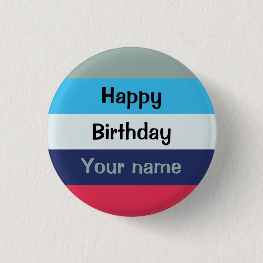 Blauw en bogundy Happy Birthday Ronde Button 3,2 Cm (Voorkant)