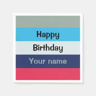 Blauw en bogundy Happy Birthday Servet