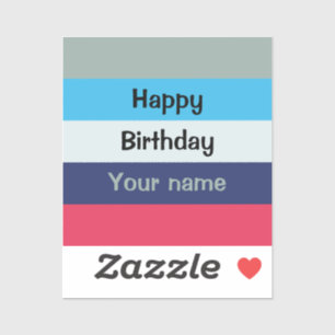 Blauw en bogundy Happy Birthday Sticker