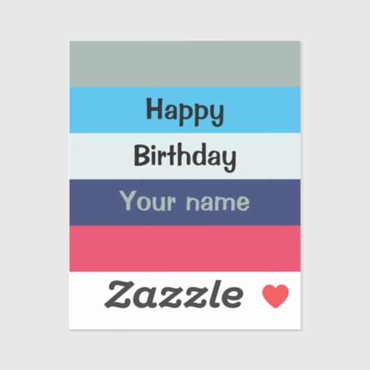 Blauw en bogundy Happy Birthday Sticker (Vel)