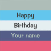 Blauw en bogundy Happy Birthday Sticker (Voorkant)