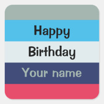 Blauw en bogundy Happy Birthday