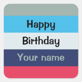Blauw en bogundy Happy Birthday Vierkante Sticker