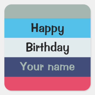 Blauw en bogundy Happy Birthday Vierkante Sticker