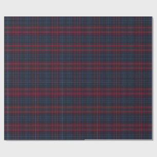 Blauw en bordeaux geruit inpakpapier