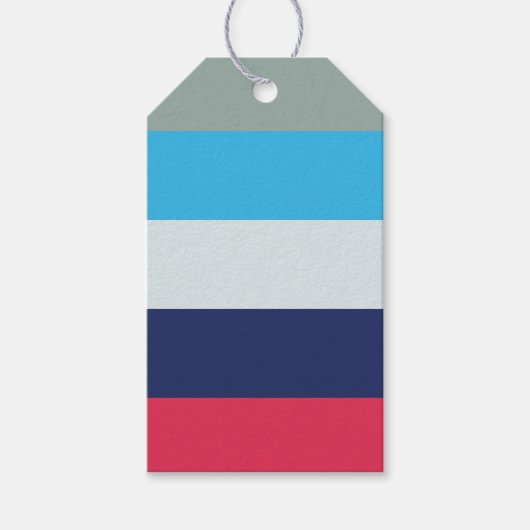 Blauw en bordeauxrode strepen cadeaulabel (Voorkant)