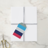 Blauw en bordeauxrode strepen cadeaulabel (Met Touw)
