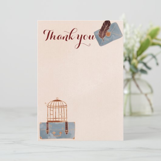 Blauw en Bourgogne Bedankkaart (Staand voorkant)