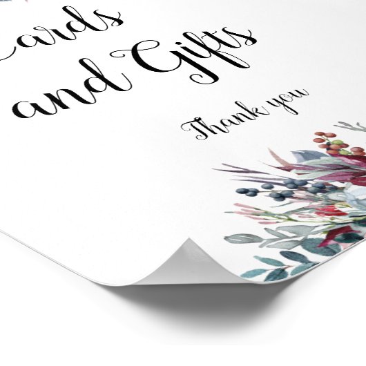 Blauw en Bourgogne Kaarten en cadeaubonnen Poster (Hoek)